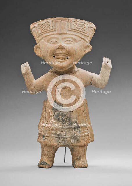Standing, "Smiling" Figure with Hands Raised, A.D. 600/900. Creator: Unknown.