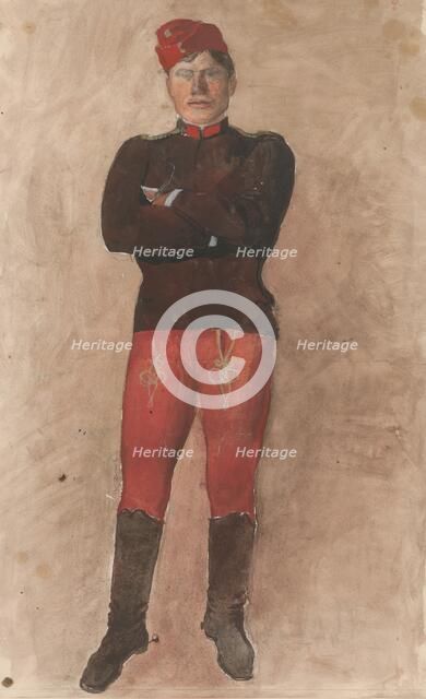 Standing soldier with folded arms, 1880-1910. Creator: Ladislav Mednyanszky.