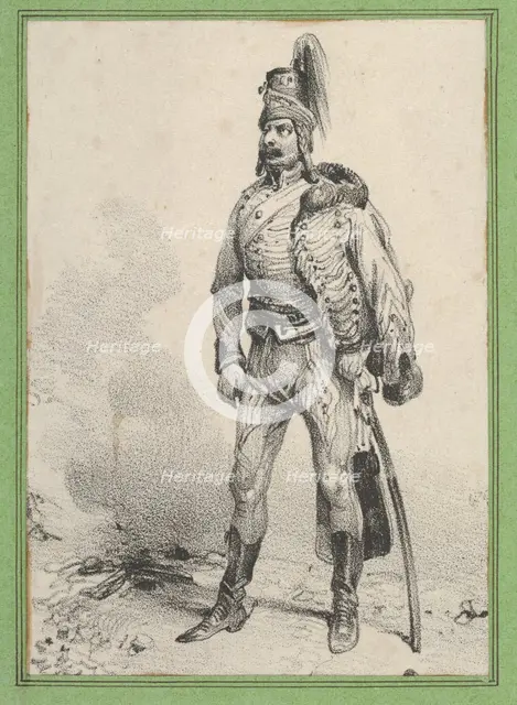Standing soldier with his jacket on one shoulder, mid-19th century. Creator: Victor Adam.
