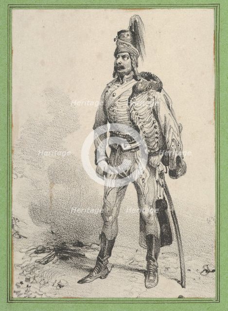 Standing soldier with his jacket on one shoulder, mid-19th century. Creator: Victor Adam.