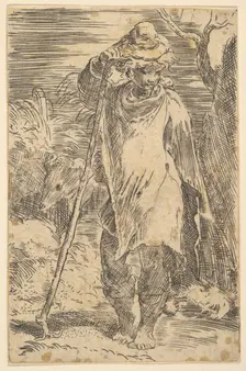 Standing Shepherd, early 16th century. Creator: Attributed to Parmigianino (Girolamo Francesco Maria Mazzola) (Italian, Parma 1503-1540 Casalmaggiore)