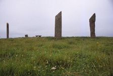 Standing stones of Stenness. Megalithic monument 3rd millennium BC, Orkney, 20th century. Artist: CM Dixon