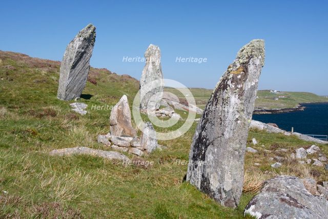 Standing stones, Great Bernera, Isle of Lewis, Outer Hebrides, Scotland, 2009. Creator: Peter Thompson.