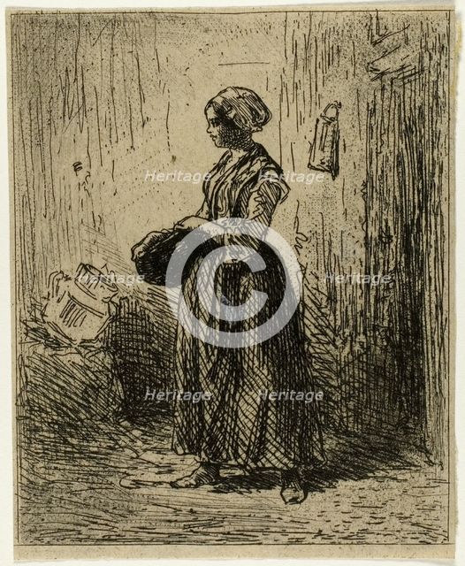 Standing Peasant Woman, 1845. Creator: Charles Emile Jacque.