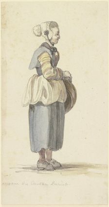 Standing peasant woman in Zurich, in profile facing right, c1771-1772. Creator: Georg Melchior Kraus
