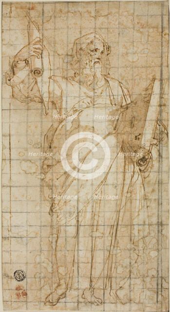 Standing Prophet with a Book and Scroll, 1562/66. Creator: Taddeo Zuccaro.
