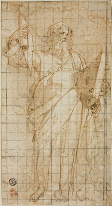 Standing Prophet with a Book and Scroll, 1562/66. Creator: Taddeo Zuccaro