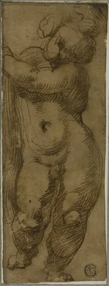 Standing Putto Seen from the Front: Study for the Virgin in Glory with Saints..., 1570/75. Creator: Bartolomeo Passarotti