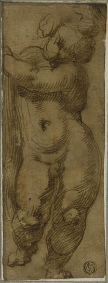 Standing Putto Seen from the Front: Study for the Virgin in Glory with Saints..., 1570/75. Creator: Bartolomeo Passarotti
