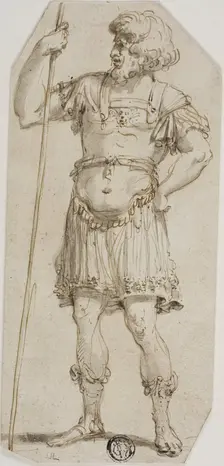 Standing Roman Warrior Holding Staff, n.d. Creator: Unknown