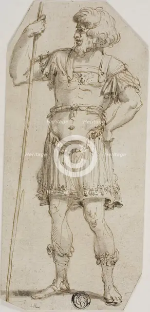Standing Roman Warrior Holding Staff, n.d. Creator: Unknown.