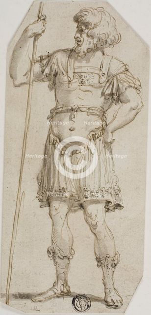 Standing Roman Warrior Holding Staff, n.d. Creator: Unknown.