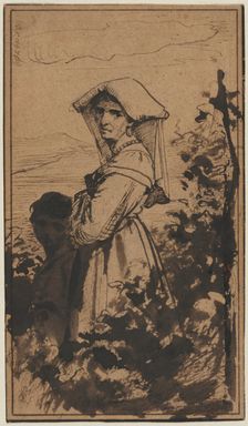 Standing Woman and Child, 2nd half 1800s. Creator: Carl Bloch (Danish, 1834-1890)