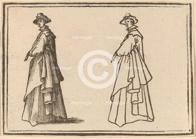 Standing Woman in a Great Coat, 1621. Creator: Edouard Eckman.
