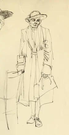 Standing woman in hat, 1953. Creator: Shirley Markham