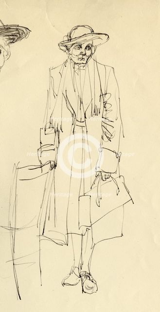 Standing woman in hat, 1953. Creator: Shirley Markham.