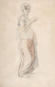 Standing Woman in Moroccan Costume, ca. 1834. Creator: Eugene Delacroix