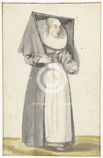 Standing woman in the dress of Münster, 1645.  Creator: Anna ter Borch.