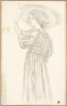 Standing Woman in Three-Quarter Profile Wearing Broad Brimmed Hat, n.d. Creator: Unknown