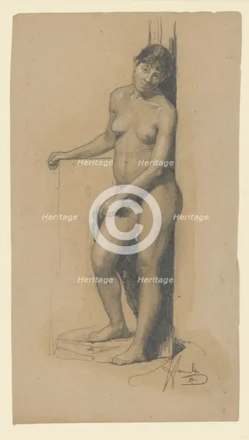 Standing woman nude, 1887. Creator: Jozef Hanula.