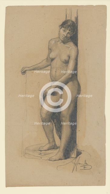 Standing woman nude, 1887. Creator: Jozef Hanula.