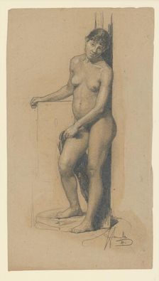 Standing woman nude, 1887. Creator: Jozef Hanula