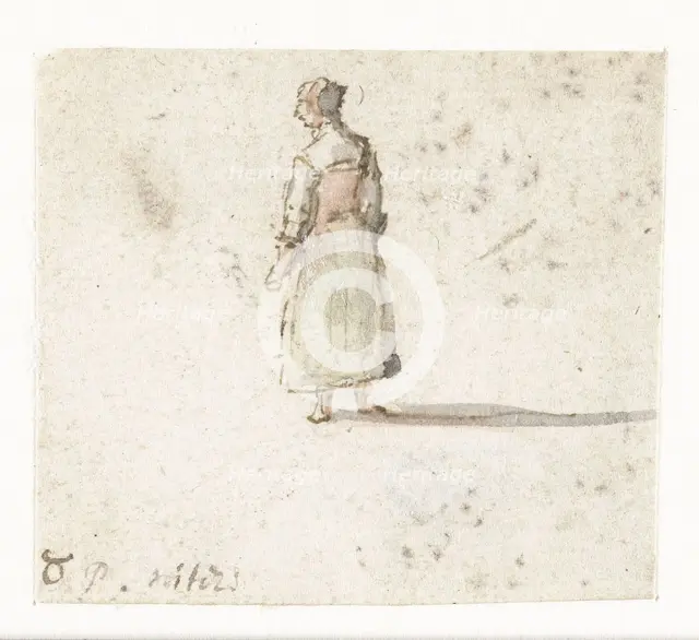 Standing woman, seen from behind, 1633-1687. Creator: Gillis Neyts.