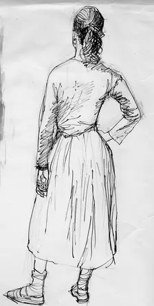Standing woman seen from the rear, c1950. Creator: Shirley Markham
