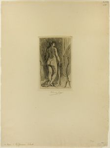 Standing Woman with a Fur, 1879. Creator: Félicien Rops