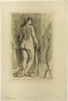 Standing Woman with a Fur, 1879. Creator: Félicien Rops
