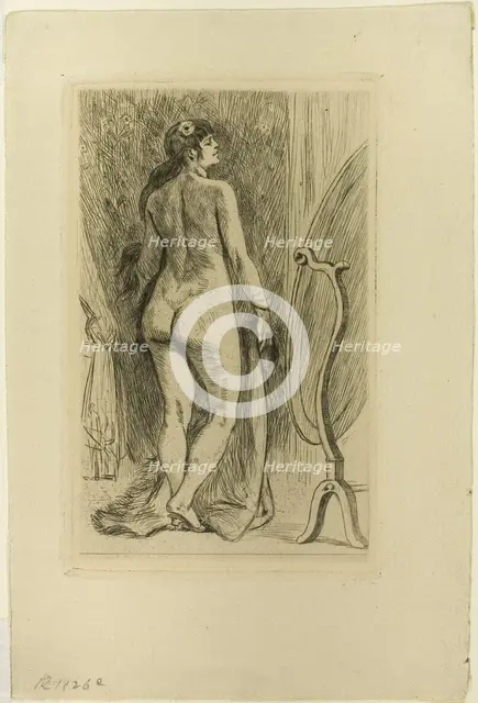 Standing Woman with a Fur, 1879. Creator: Félicien Rops.