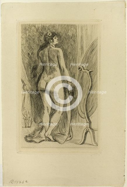 Standing Woman with a Fur, 1879. Creator: Félicien Rops.