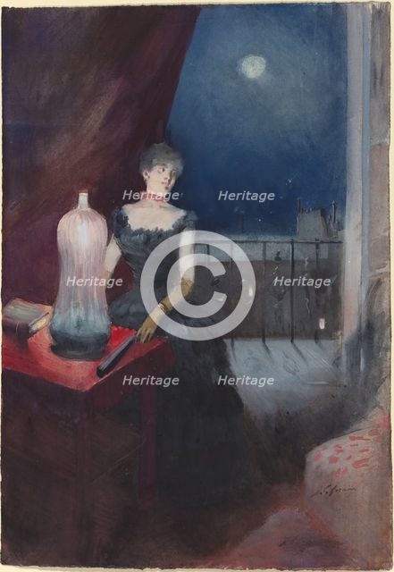 Standing Woman with a Fan, probably 1880/1890. Creator: Jean Louis Forain.