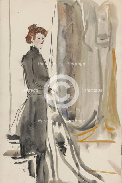 Standing woman with a piece of cloth, 1875-1934. Creator: Isaac Lazerus Israels.