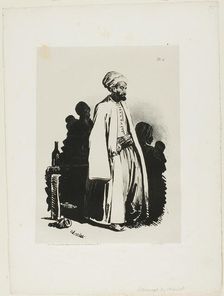 Standing Turk, plate eleven from Ink Sketches by Charlet, 1828. Creator: Nicolas-Toussaint Charlet