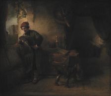 Standing Young Man at the Window in his Study Reading, known as"The Student", 1651-1654. Creators: Willem Drost, Rembrandt Harmensz van Rijn