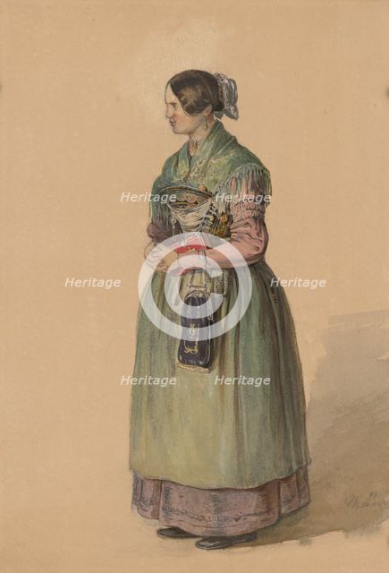 Standing young woman, 1839-1844. Creator: Karoly Lajos Libay.