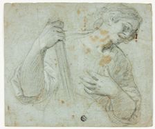 Standing Youth in Profile to Right, Holding Staff, n.d. Creator: Domenico Fiasella