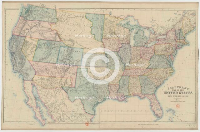 Stanford's railway & county Map of the United States, 1861. Creator: Stanford, Edward (1827-1904).