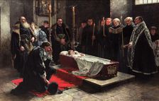 Stanislaw Oswiecim at the Dead Body of Anna Oswiecimówna, 1888. Creators: Stanislaw Bergman, Stanislaw Oswiecim