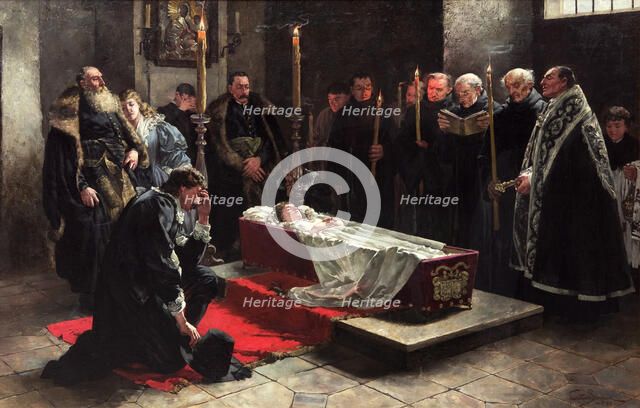 Stanislaw Oswiecim at the Dead Body of Anna Oswiecimówna, 1888. Creators: Stanislaw Bergman, Stanislaw Oswiecim.