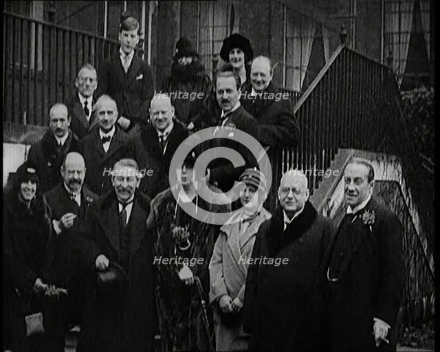 Stanley Baldwin, Prime Minister of Britain, Austen Chamberlain, British Secretary of State..., 1920s Creator: British Pathe Ltd.