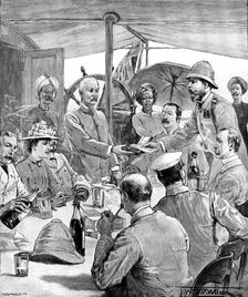 Stanley’s Expedition: presentation of the order of Zanzibar, by the British Consul...Mombasa, 1890. Creator: P Naumann