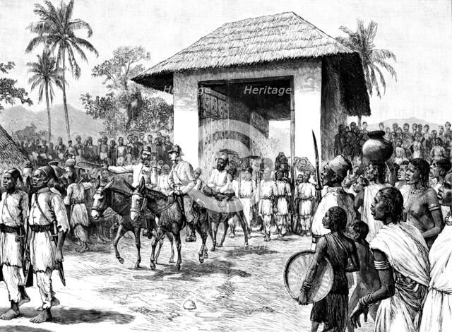 Stanley’s Emin Pasha Relief Expedition: entry of Emin Pasha and Mr. Jephson into Dufilé..., 1890. Creator: Unknown.