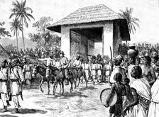 Stanley’s Emin Pasha Relief Expedition: entry of Emin Pasha and Mr. Jephson into Dufilé..., 1890. Creator: Unknown