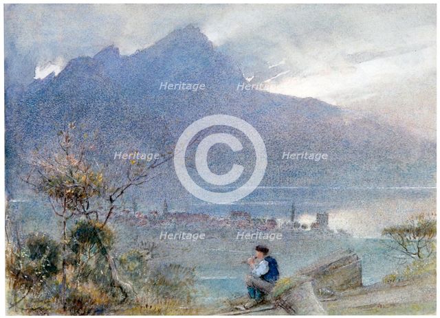 'Stansstad and the Pilatus, Switzerland', c1865-1932.                                 Artist: Albert Goodwin