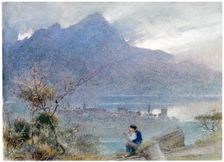 Stansstad and the Pilatus, Switzerland c1865-1932. Artist: Albert Goodwin