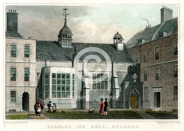 Staple Inn Hall, Holborn, London, 1830.Artist: HW Bond