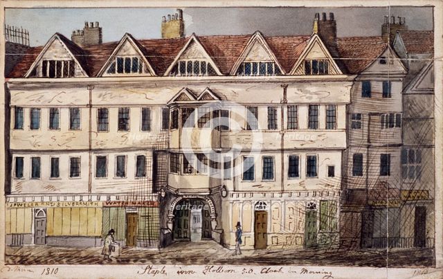 Staple Inn, London, 1810. Artist: Daniel Thorn