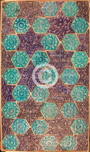 Star- and Hexagonal-Tile Panel, Iran, late 13th-14th century. Creator: Unknown.